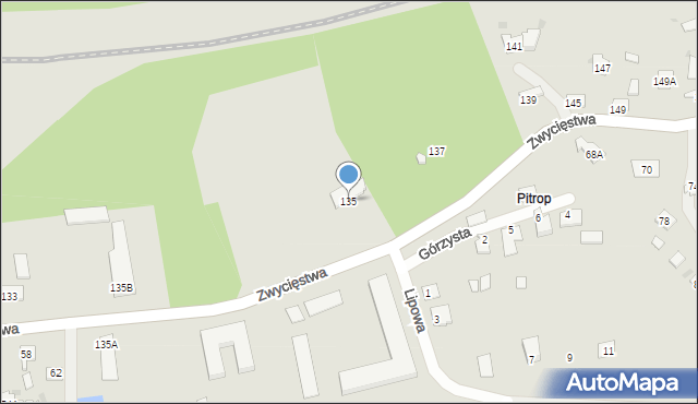 Oświęcim, Zwycięstwa, 135, mapa Oświęcimia