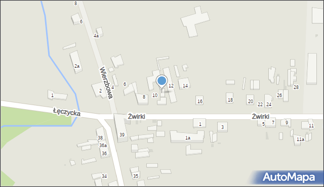 Ozorków, Żwirki Franciszka, kpt. pil., 10a, mapa Ozorków