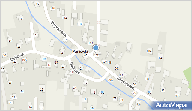 Paniówki, Zwycięstwa, 102, mapa Paniówki