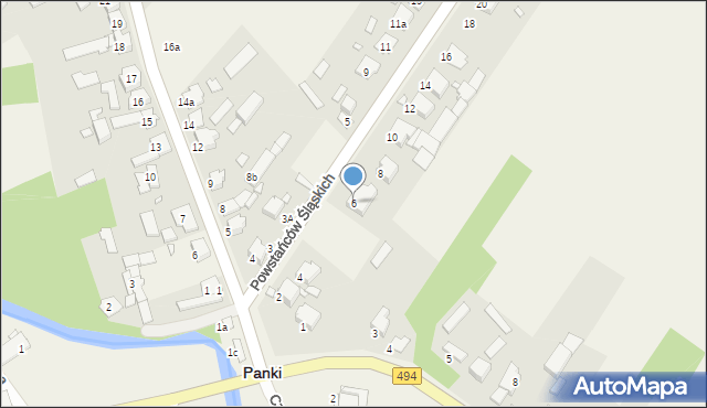 Panki, Zwierzyniecka, 6, mapa Panki