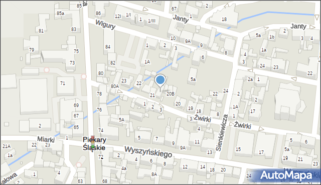 Piekary Śląskie, Żwirki Franciszka, 21a, mapa Piekary Śląskie