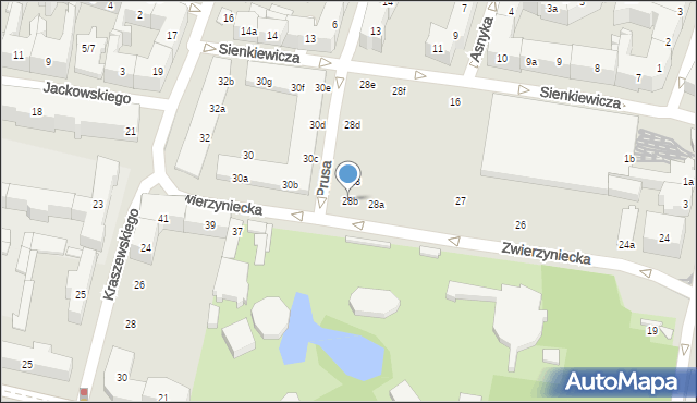 Poznań, Zwierzyniecka, 28b, mapa Poznania