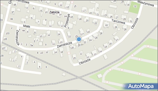 Poznań, Zwrotnicza, 20, mapa Poznania