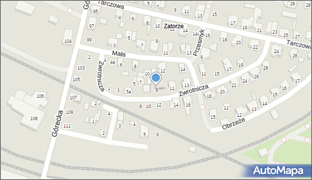 Poznań, Zwrotnicza, 9, mapa Poznania