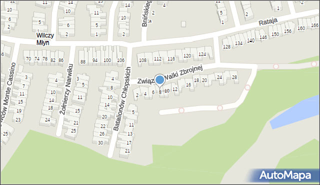 Poznań, Związku Walki Zbrojnej, 8, mapa Poznania