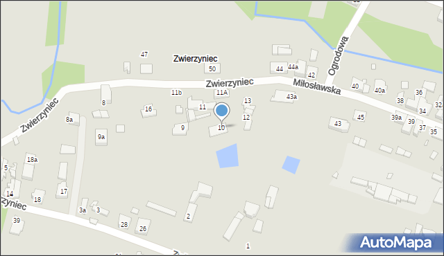 Pyzdry, Zwierzyniec, 10, mapa Pyzdry