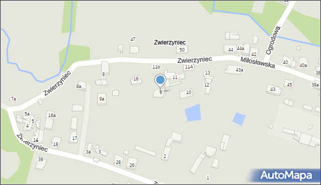 Pyzdry, Zwierzyniec, 9, mapa Pyzdry