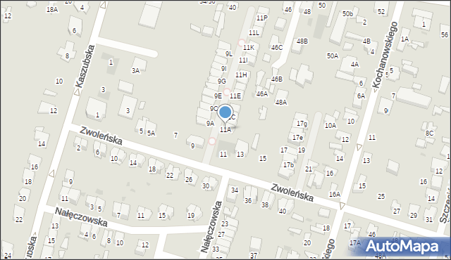 Radom, Zwoleńska, 11A, mapa Radomia