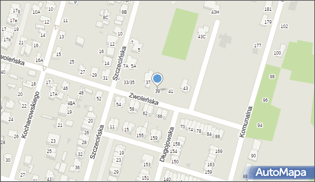 Radom, Zwoleńska, 39, mapa Radomia