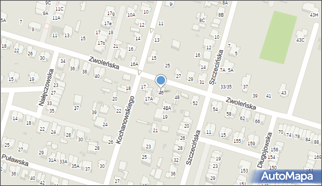 Radom, Zwoleńska, 46, mapa Radomia