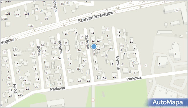 Radom, Żwirowa, 8, mapa Radomia