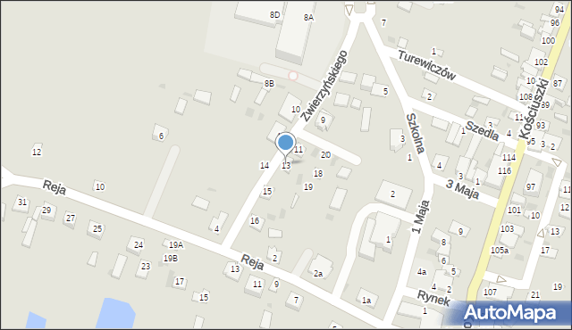 Rejowiec, Zwierzyńskiego Stanisława, 13, mapa Rejowiec