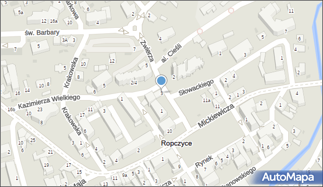 Ropczyce, Zwierza Jana, ks. dr., 3, mapa Ropczyce