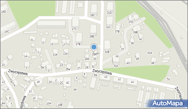 Rybnik, Zwycięstwa, 33A, mapa Rybnika