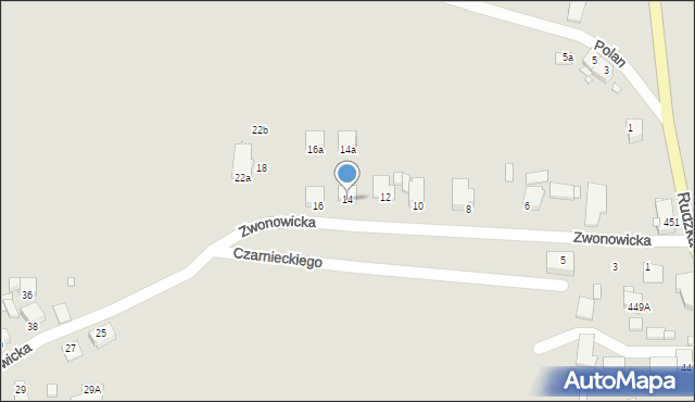 Rybnik, Zwonowicka, 14, mapa Rybnika