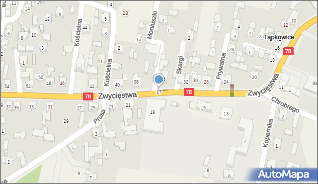 Tąpkowice, Zwycięstwa, 17, mapa Tąpkowice