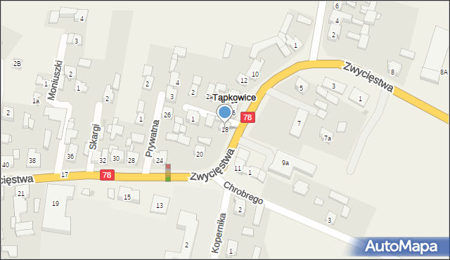 Tąpkowice, Zwycięstwa, 18, mapa Tąpkowice