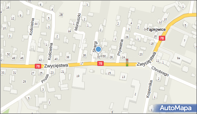 Tąpkowice, Zwycięstwa, 32, mapa Tąpkowice