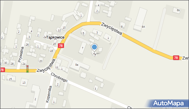 Tąpkowice, Zwycięstwa, 7a, mapa Tąpkowice