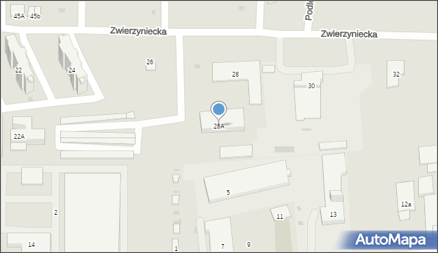 Tarnobrzeg, Zwierzyniecka, 28A, mapa Tarnobrzegu