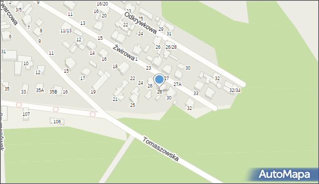 Tomaszów Mazowiecki, Żwirowa, 28, mapa Tomaszów Mazowiecki