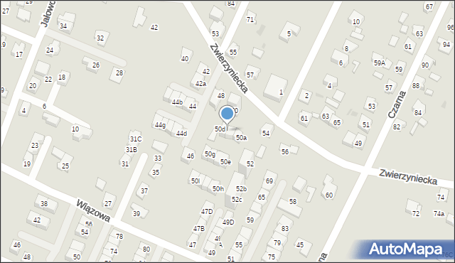 Tychy, Zwierzyniecka, 50c, mapa Tychów