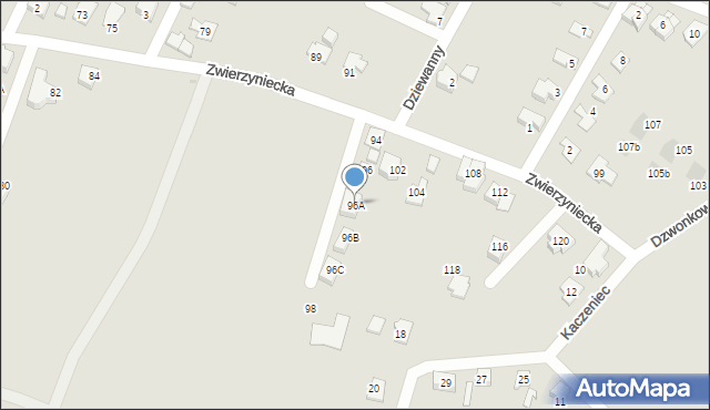 Tychy, Zwierzyniecka, 96A, mapa Tychów