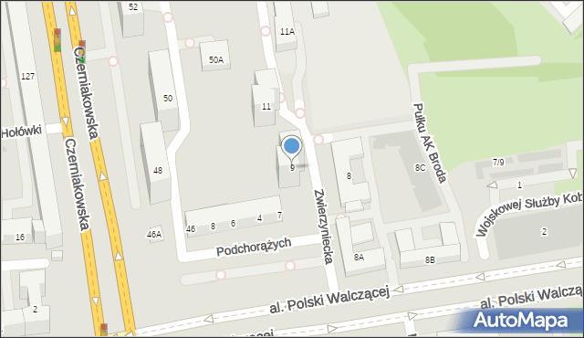 Warszawa, Zwierzyniecka, 9, mapa Warszawy