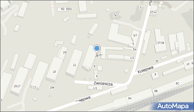 Warszawa, Zwrotnicza, 28, mapa Warszawy
