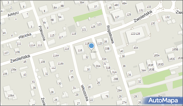 Warszawa, Zwoleńska, 118A, mapa Warszawy