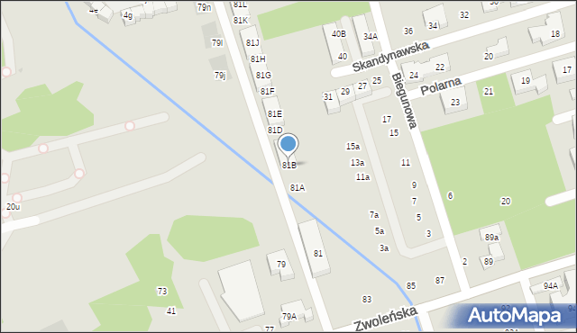 Warszawa, Zwoleńska, 81B, mapa Warszawy