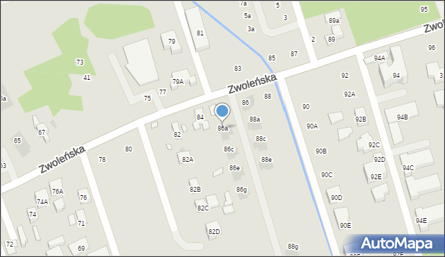 Warszawa, Zwoleńska, 86a, mapa Warszawy