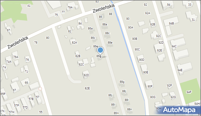 Warszawa, Zwoleńska, 86h, mapa Warszawy