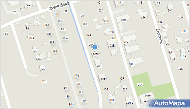 Warszawa, Zwoleńska, 90D, mapa Warszawy