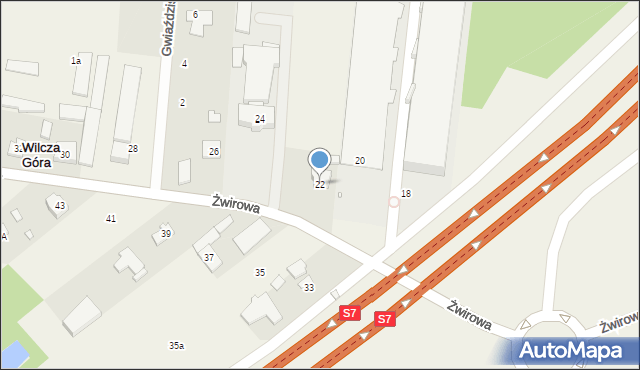 Wilcza Góra, Żwirowa, 22, mapa Wilcza Góra