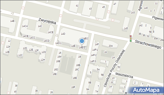 Wrocław, Zwycięska, 14E/1, mapa Wrocławia