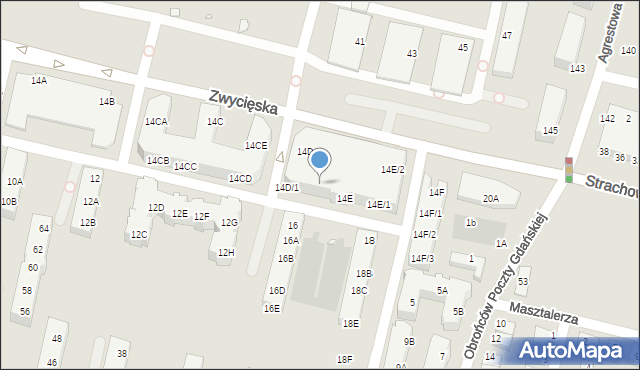 Wrocław, Zwycięska, 14E/4, mapa Wrocławia