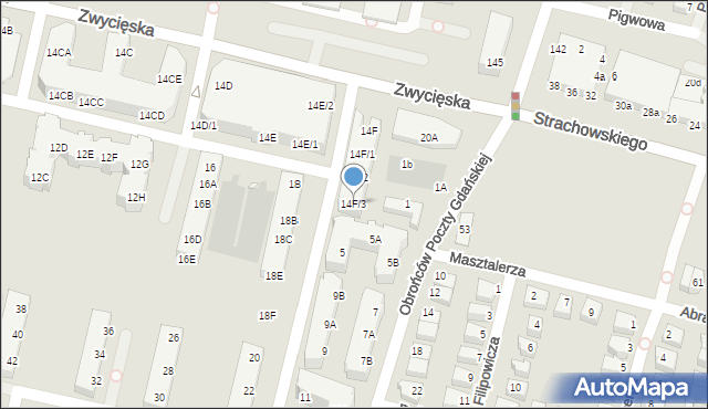 Wrocław, Zwycięska, 14F/3, mapa Wrocławia