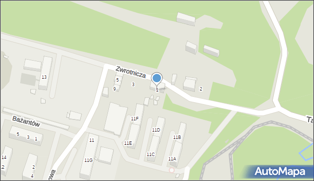 Zabrze, Zwrotnicza, 1, mapa Zabrza