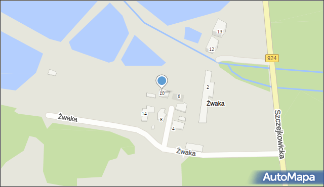 Żory, Żwaka, 10, mapa Żor