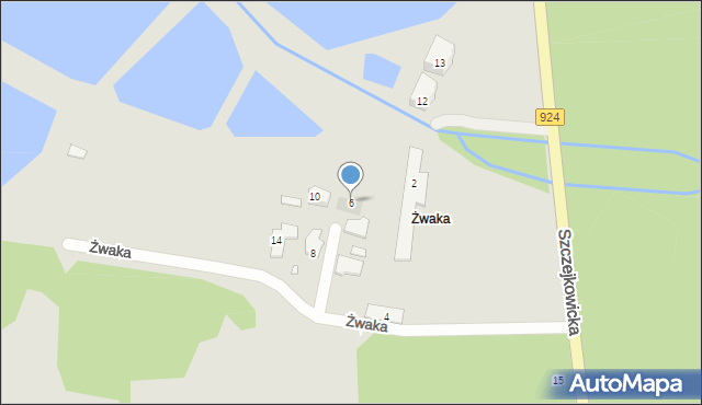 Żory, Żwaka, 6, mapa Żor