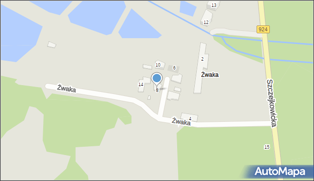 Żory, Żwaka, 8, mapa Żor