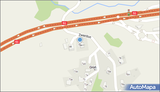 Zwardoń, Zwardoń, 73b, mapa Zwardoń