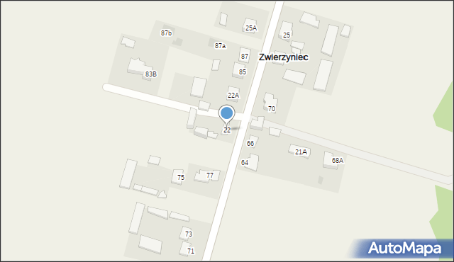 Zwierzyniec, Zwierzyniec, 22, mapa Zwierzyniec