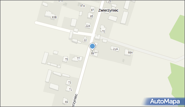 Zwierzyniec, Zwierzyniec, 64, mapa Zwierzyniec