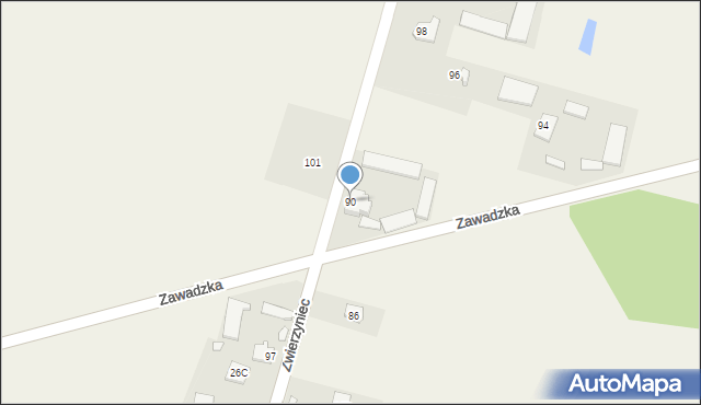 Zwierzyniec, Zwierzyniec, 90, mapa Zwierzyniec