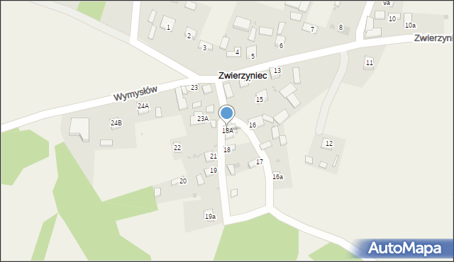 Zwierzyniec, Zwierzyniec, 18A, mapa Zwierzyniec