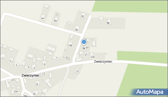 Zwierzyniec, Zwierzyniec, 9a, mapa Zwierzyniec