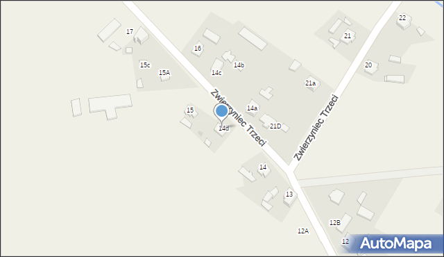Zwierzyniec Trzeci, Zwierzyniec Trzeci, 14c, mapa Zwierzyniec Trzeci