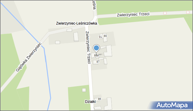 Zwierzyniec Trzeci, Zwierzyniec Trzeci, 88a, mapa Zwierzyniec Trzeci